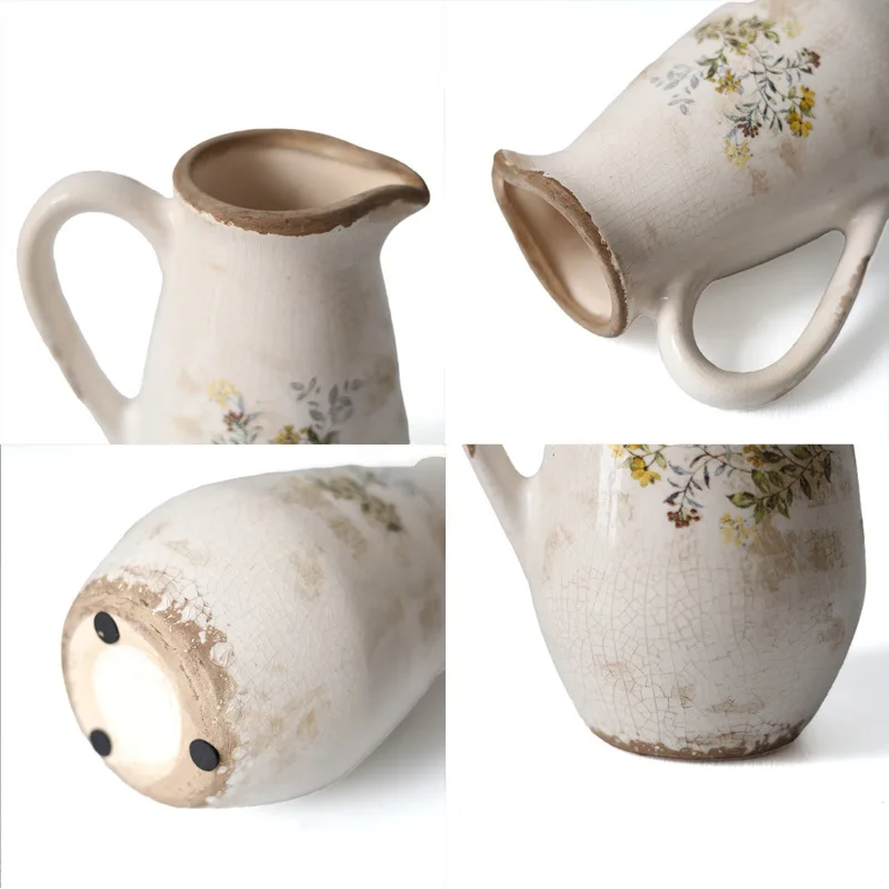 Rustic Vintage Ceramic Vase for Flower Arranging - Premium Water Cultivation Flower Vase, Home Décor Ornament