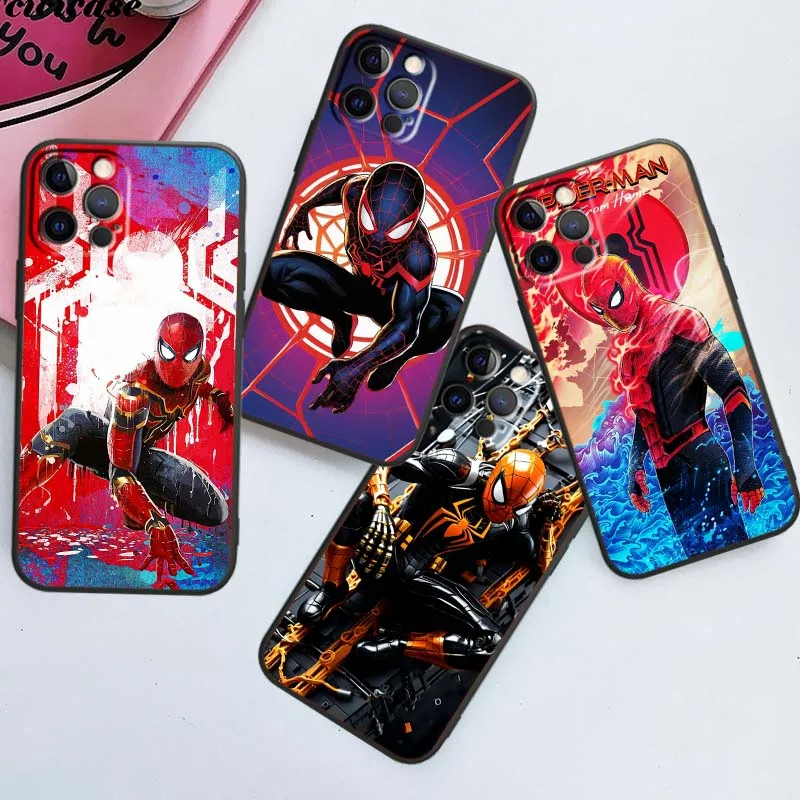

Marvel Spider Man logo Phone Case For Apple iPhone 17 16 16E 15 14 13 12 11 Pro Max Plus Air Black Soft Silicone Cover