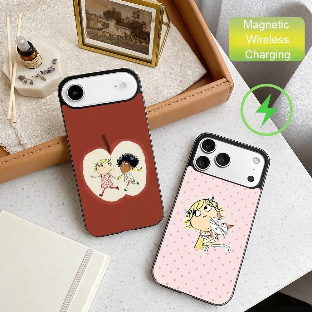 

C-Charlie And Lola Cute Fun Phone Case For iPhone17,16,15,14,13,12,Wireless charging protective case soft cover