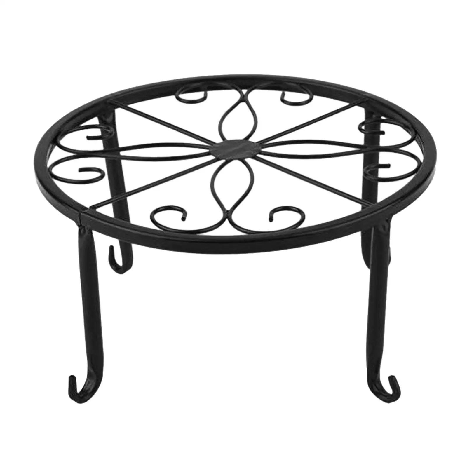 Black Plant Stand Single Layer Iron Low Indoor Garden Container Green Dill