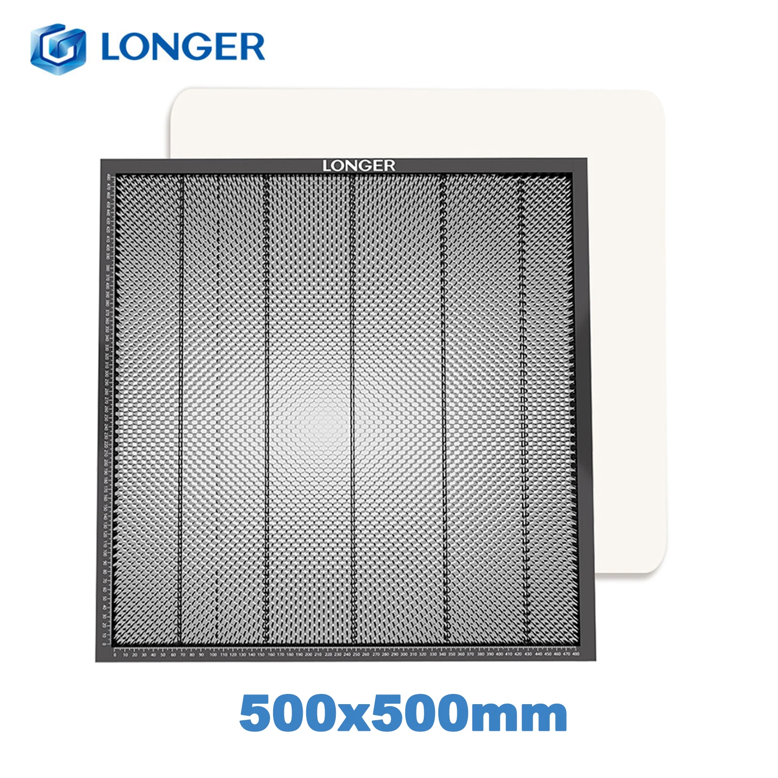 Grabador láser de 500x500mm, mesa de trabajo de panal, estructura totalmente metálica, Panel de acero, plataforma con Regla de medición