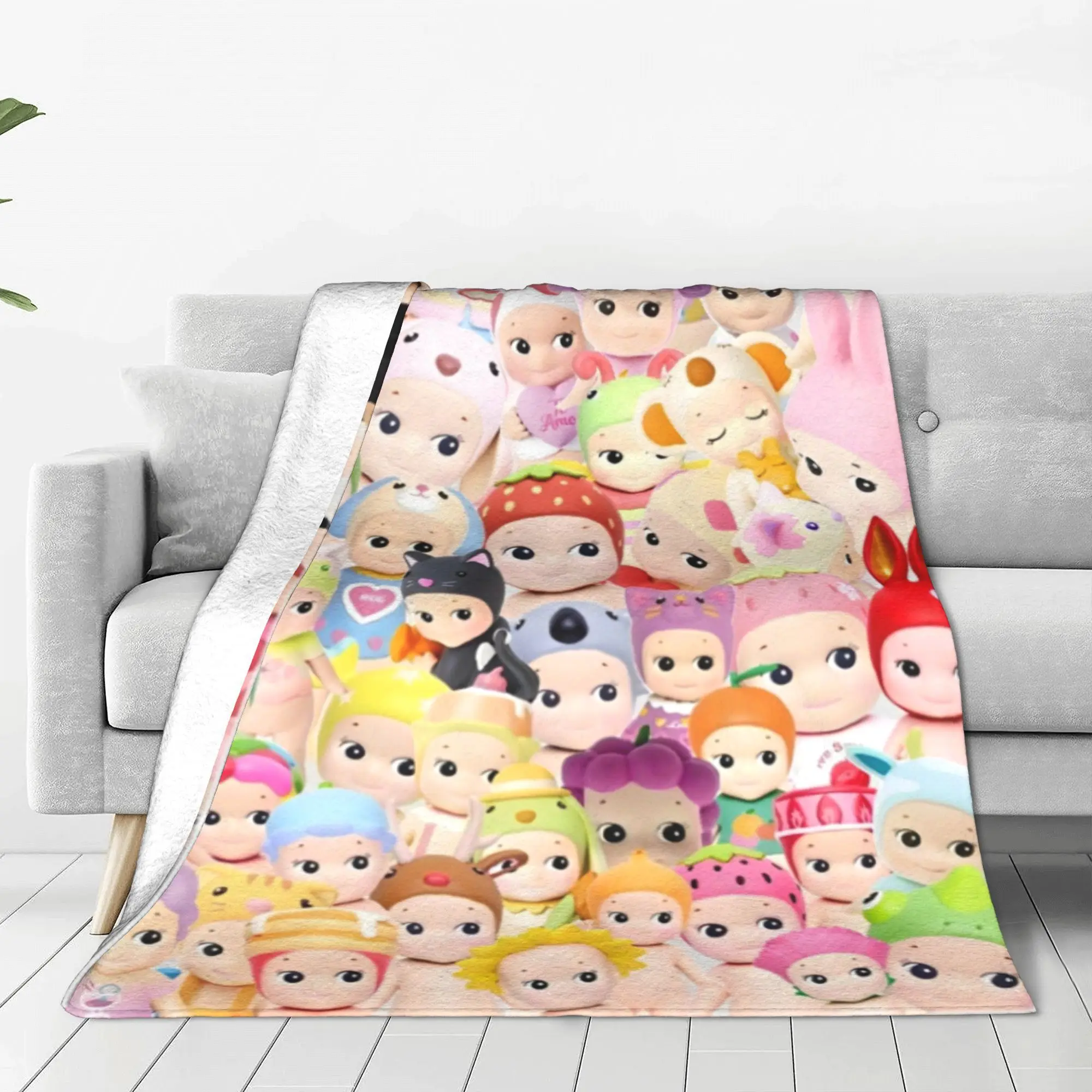 Bunny Sonny Angels Collage Cartoon Blanket Flannel Cute Smile Soft Throw Blankets Airplane Travel Bedspreads Plush Thin Quilt