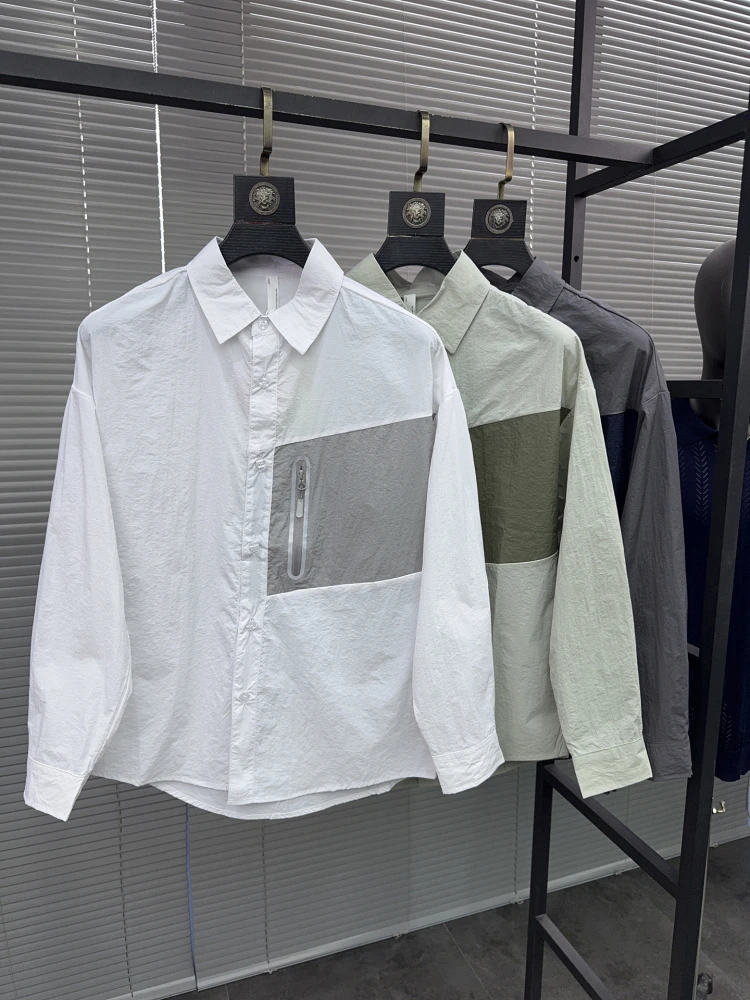 

Svip High Aesthetic Patchwork UPF50 Cool Feeling Солнцезащитная одежда Мужская летняя уличная одежда с воротником Легкая дышащая лыжная одежда...