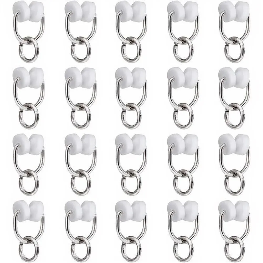 RV Curtain Glider Hooks for Camper Shower Curtains Compatible with Standard RV Track Systems 20 Hook or 60 Hook Pack