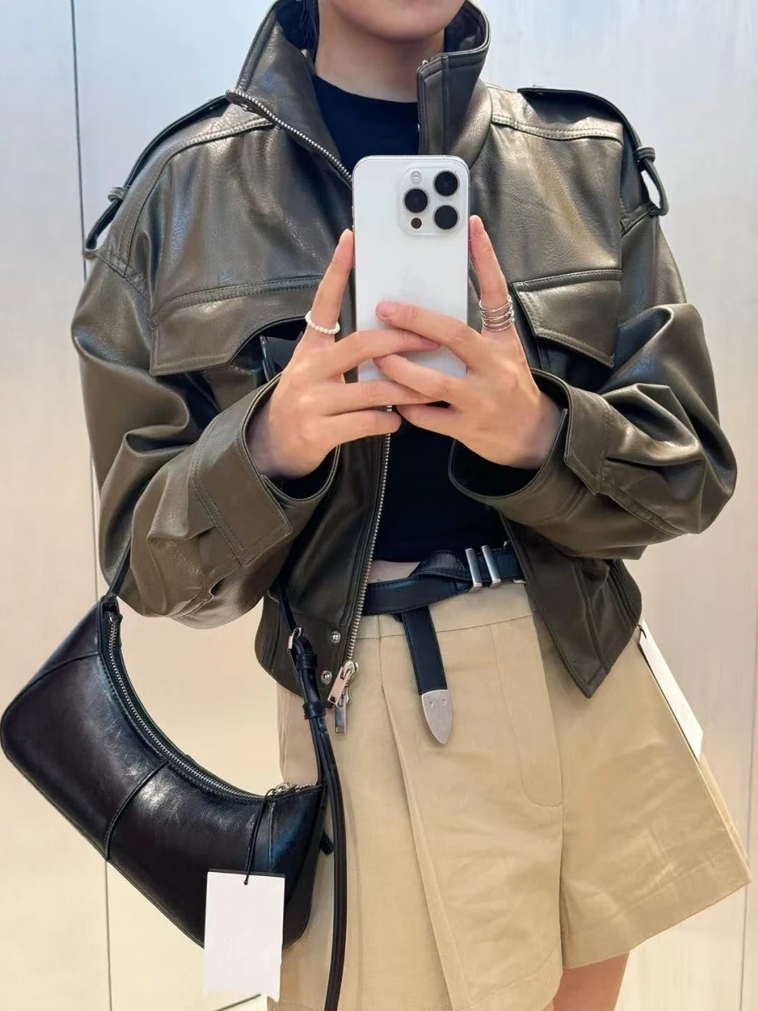 Amerikanischen Retro Pilot PU Leder ort Jaet frauen Lose Fit ort Mantel Herbst Winter Neue Sle Gefälschte Leder Oberbekleidung