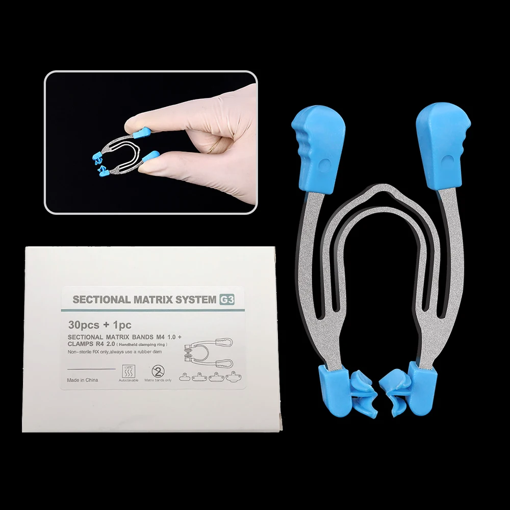 Dental Matrix Bands Clamps Set  Sectional Contoured Metal System for Resin Fillings Includes Separating Rings Autoclavable
