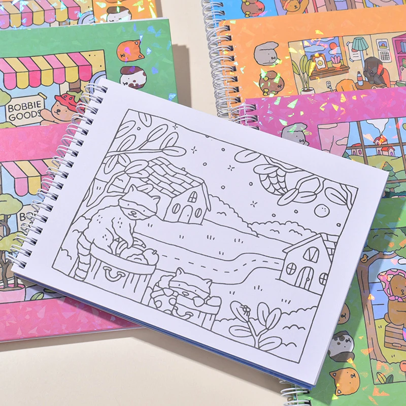 New BOBBIE GOODS Coloring Book Creative And Interesting Graffiti Coloring Book Kids Cute Animal Theme Graffiti Painting Book