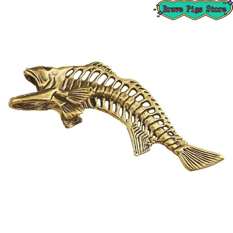 [HM]Vintage Alloy Fish Skeleton Ornament Hand Carved Retro Finish For Home Desk Decor Fishing Gifts[HM]