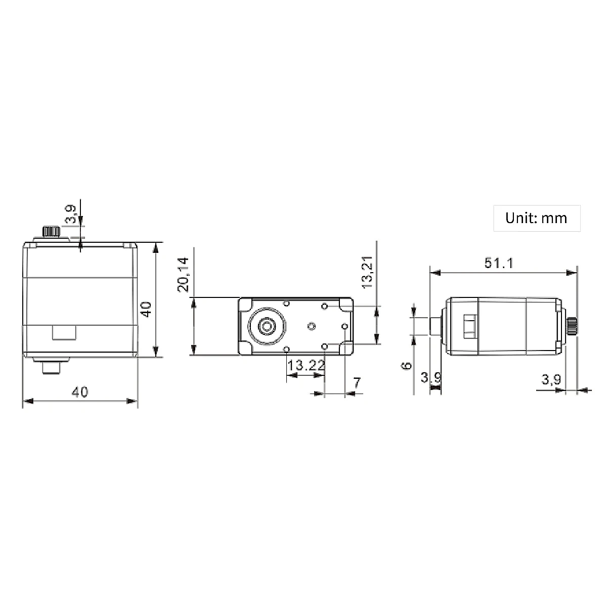 Hiwonder HTD-45H High Voltage Serial Bus Servo Motor 45KG Torque with Three Connectors and Data Feedback