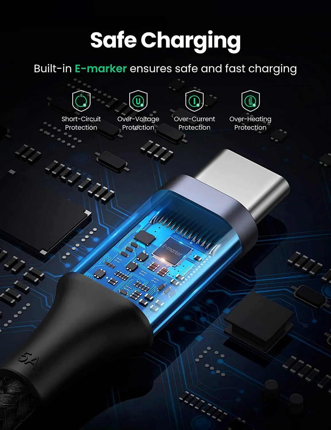 UGREEN Кабель USB C — USB C, кабель для зарядного устройства PD 100 Вт USB C для iPhone 15