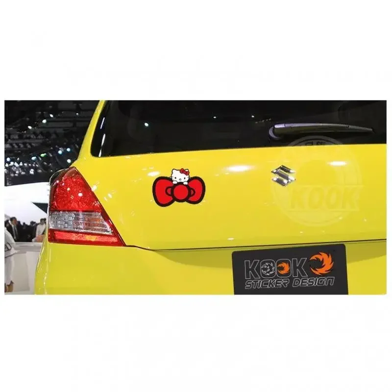 Kawaii Hello Kitty Sticker Bow Tie Car  Water Cup Anime Fashion Accessories Cartoon Decor Exquisite Patch Paster Birthday Gift