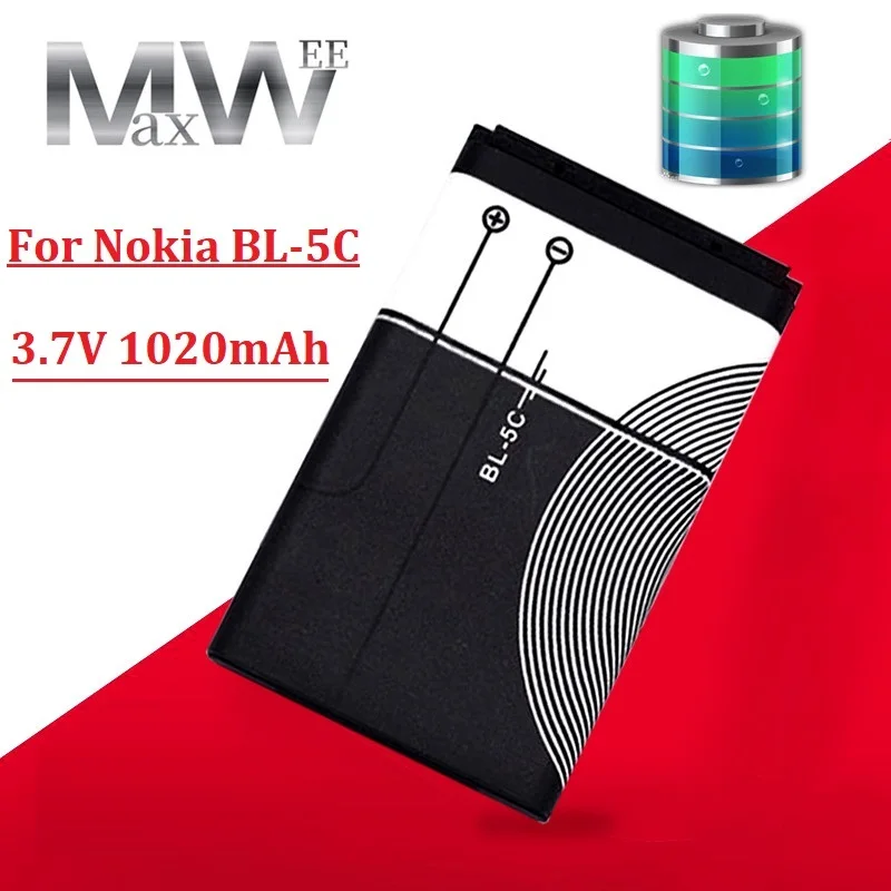 1-10Pcs 3.7v 1020mAh BL-5C BL 5C Battery For Nokia 1100 1110 1112 1208 1600 2255 2270 2280 2300 2600 Replacement Phone Batteries