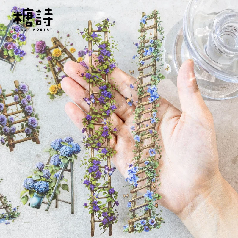 

10Pcs Plant Flower Ladder Theme Stickers Retro Fresh Style Junk Journal Collage Decor