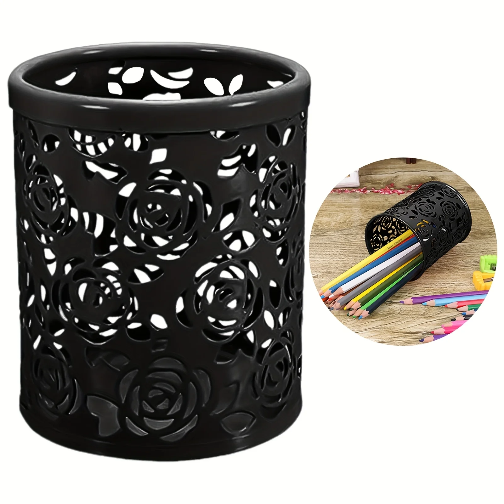 1pc Rose Flower Pen Holder, Durable, Wear-Resistant Desk Organizer for Students, Teachers, and Office Supplies, Stationery Rack