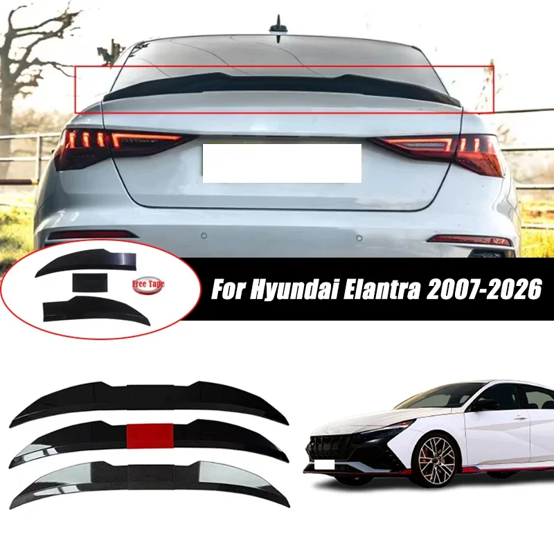 3pcs Sedan Rear Trunk Spoiler For Hyundai Elantra 2007-2026 Adjustable DIY Modified Trunk Spoiler Automotive Accessories