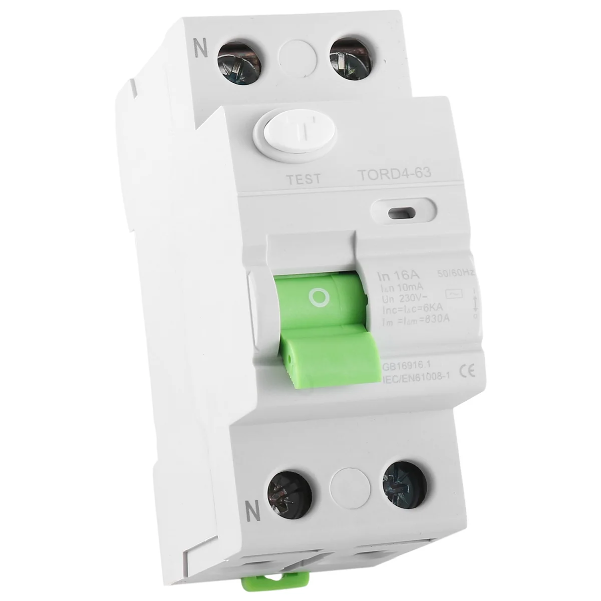 AC 2P 6KA RCCB RCD 230V Residual Current Circuit Breaker Differential Breaker Switch TORD4-63, 2P 16A 10MA
