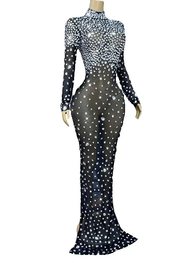 Alta qualidade estampagem quente sexy malha preta vestido elástico 2025 nova moda roupas femininas personalizadas