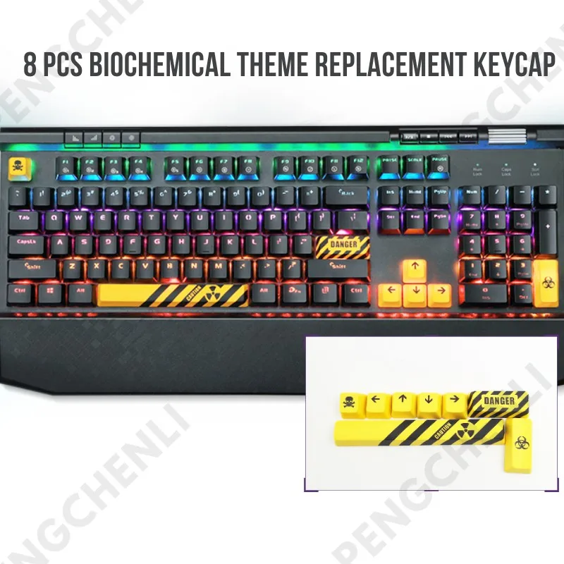 8ชิ้น/เซ็ตชีวเคมีออกแบบ PBT PBT OEM โปรไฟล์เปลี่ยน Keycaps สำหรับแป้นพิมพ์