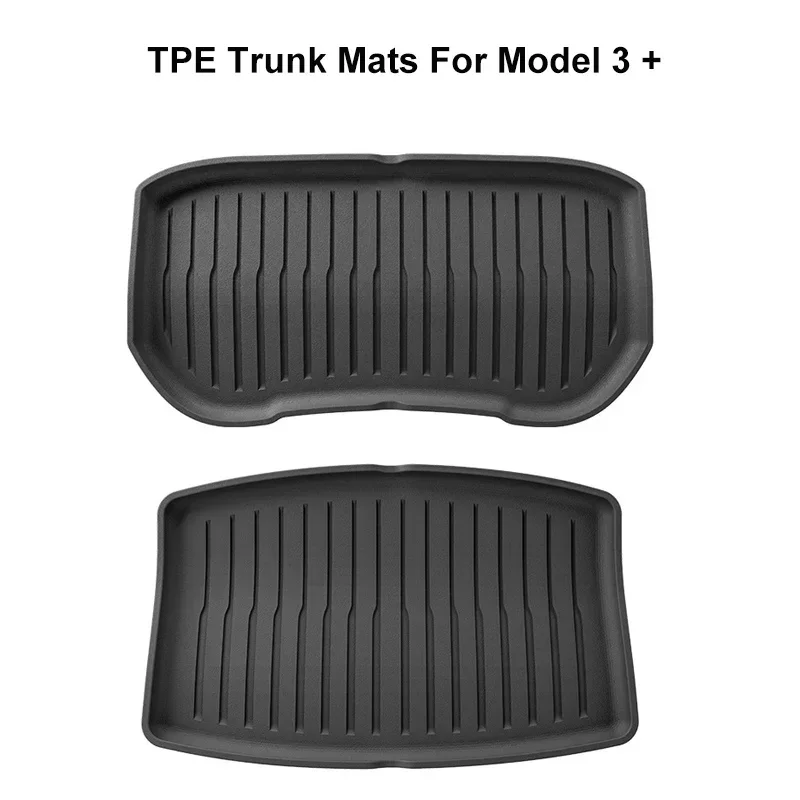 Trunk Mats for Tesla Model 3+ TPE Piano Key Style New Model3 Front Rear Trunk Frunk Storage Waterproof Protective Pad 2023-2024