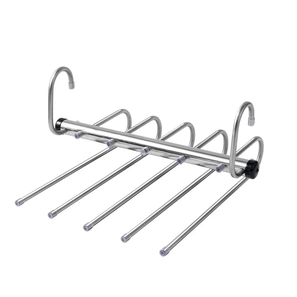 1/2 stuks opvouwbare magische broekhangers, 5/9 laag roestvrij staal ruimtebesparend kledingrek, jeans broek sjaal organisatoren voor kast - afbeelding 1