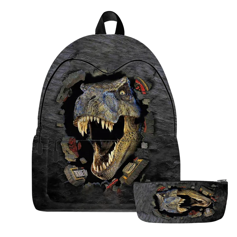 Ransel Gambar 3D Dinosaurus 16 Inci Kawaii Anak-anak Tas Buku Kecil Hewan Naga Laptop Travel Pria Wanita Olahraga Mochila