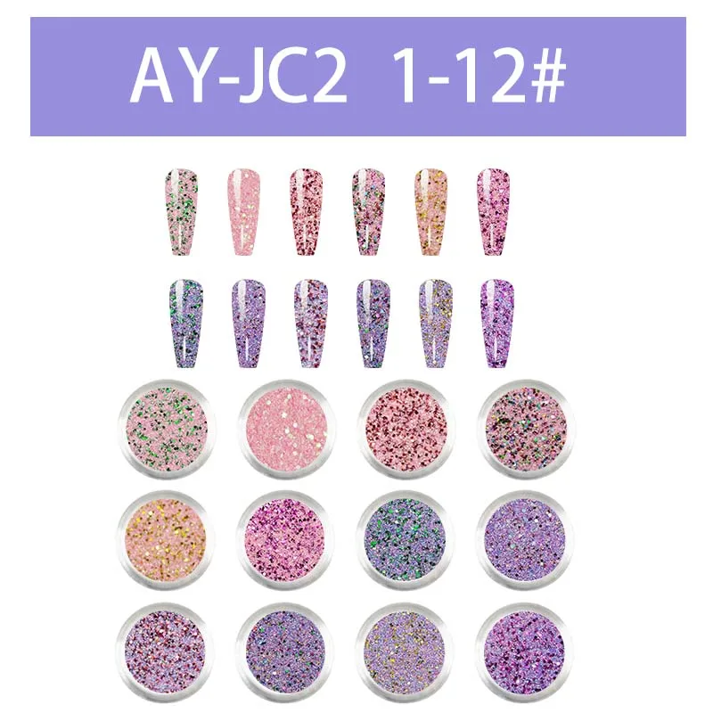 12 farben/Lot Nagellack Gemischte Glitter Kit Dekoration Kunst Für UV Gel Zubehör DIY Salon Mode Frauen Maniküre shiny