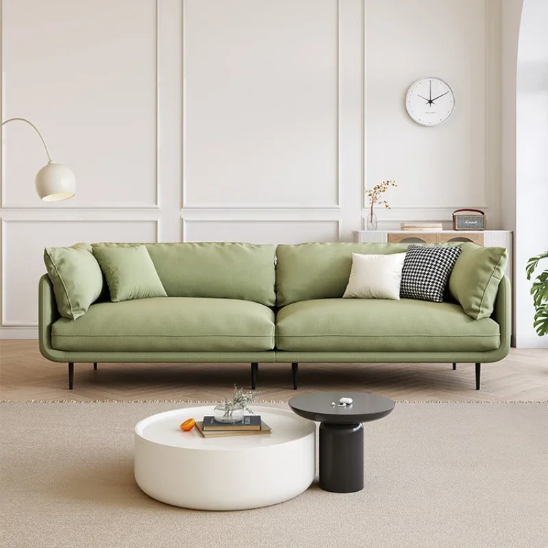Cream wabi wind green fabric sofa simple modern light luxury living room small apartment Nordic