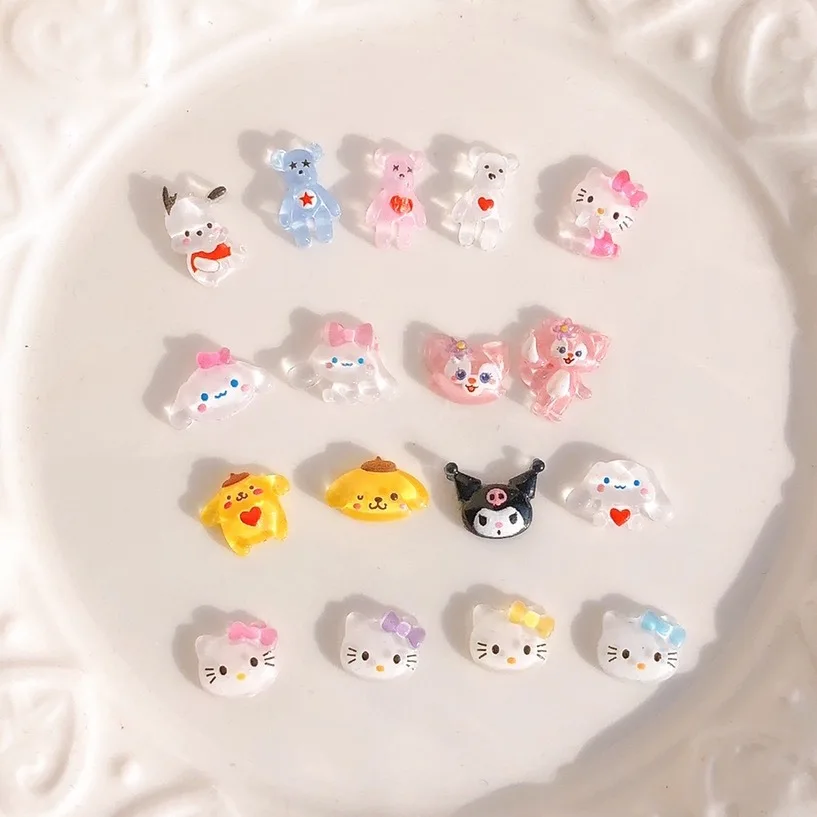 100 Stück Sanrio Nagel Charms,Kawaii Kuromi Hallo Kitty Nail Art Design Strass steine liefern für DIY Maniküre Nagel dekoration