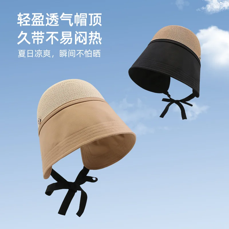 Women's Travel Sun- Big Brim -Covering Portable Summer UV-Proof Slimming Face-Looking Small Bucket Hat