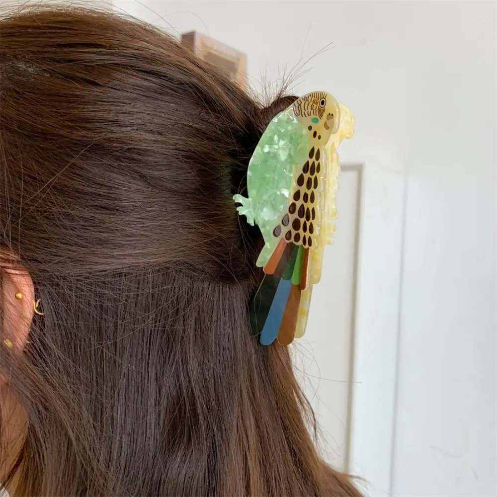 Creative Cute Acetic Acid Hair Claw Grasp Parrot Bird Hair Clip Peacock Headwear Cartoon Animal Shark Clip Daily