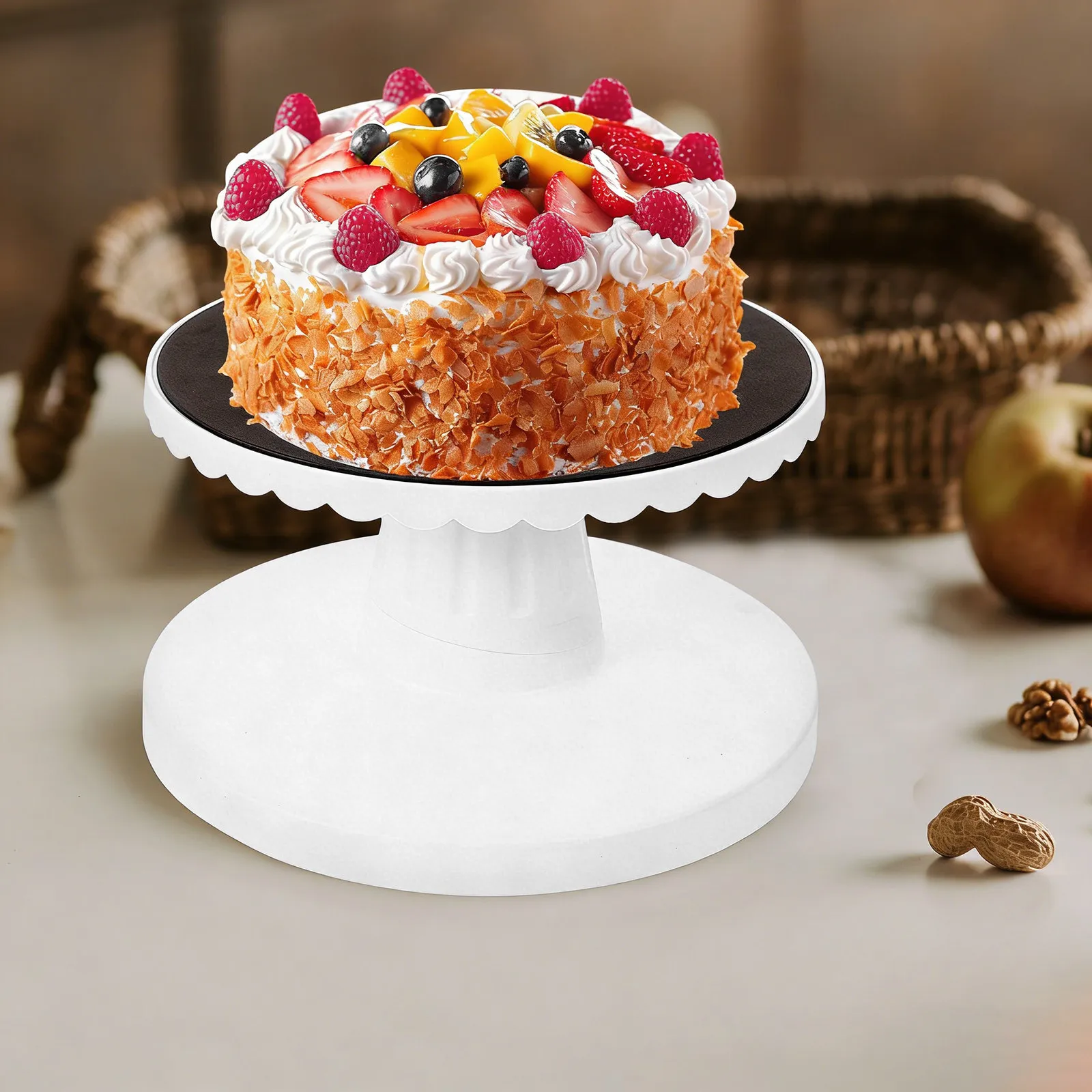 

Cake Decorating Turntable with Tilt Adjustment Smooth Rotating Platform Sturdy Non-Slip Base for Cake Baking and Creaming Tool