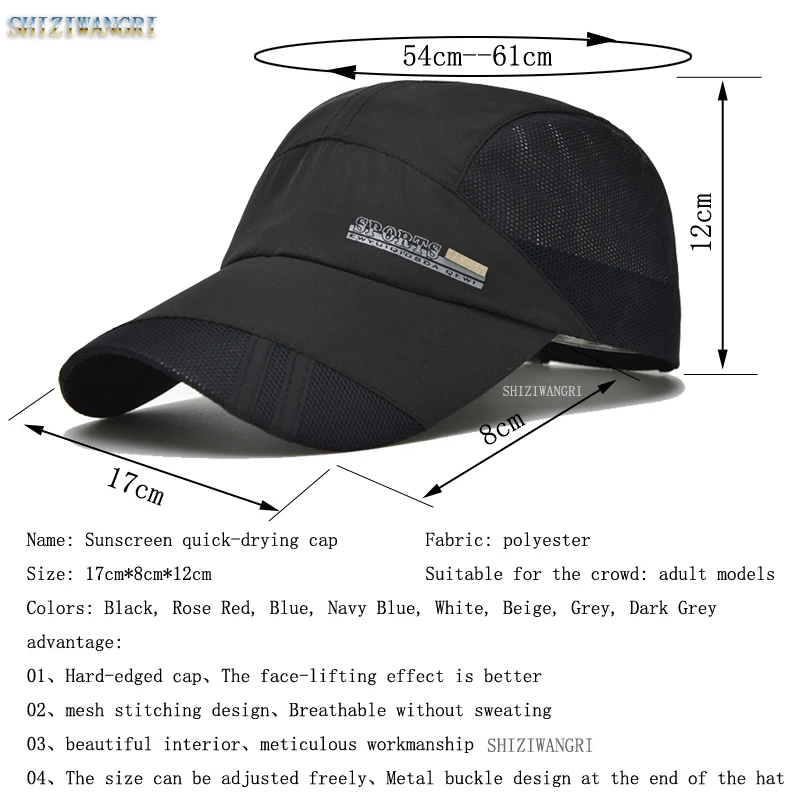 Dry Running Baseball Summer Mesh 8 Colors Cap Visor Mens Hat Sport Cool Fashion 2021 Hot Quick Outdoor Popular New