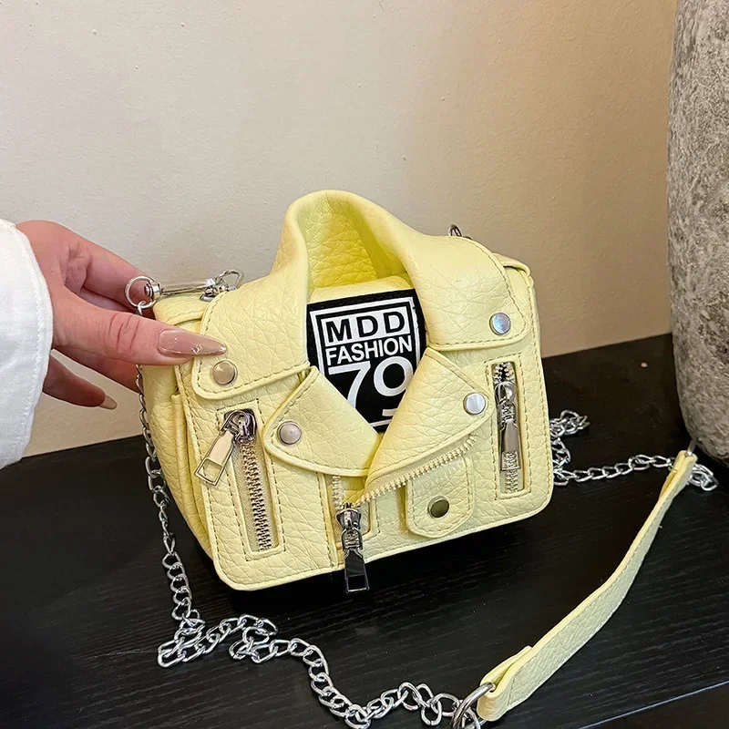 Cute Suit Crossbody Bag Fashion Rivet Chain Bag 2024 Personality Trend Shirt Bag Niche Luxury Fashion Trend Shoulder