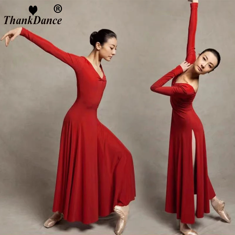 2023 Ballroom Waltz Modern Dance Dress Ballet Dance Competition Dresses Standard Ballet Red Dancing Clothes Long Tango Dress