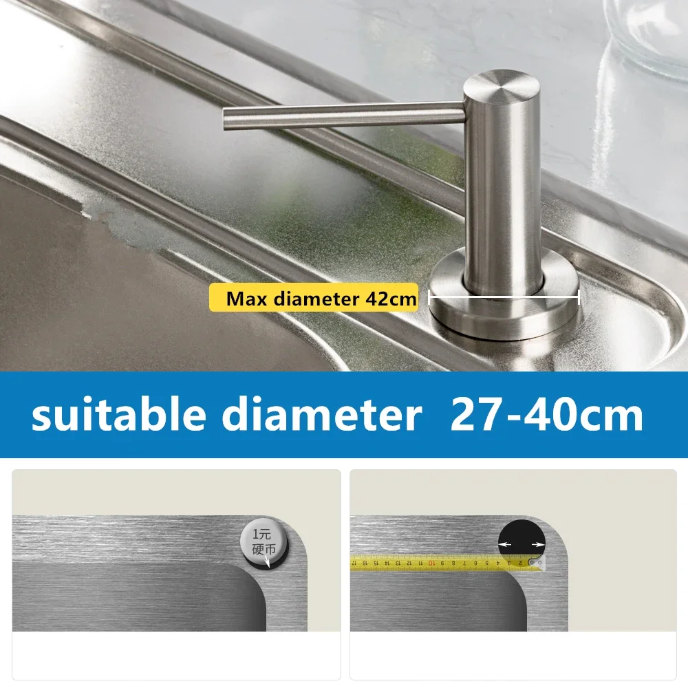 Kitchen Sink Soap Dispenser Built-in Hand Press Pump Detergent Liquid Soap Dispenser for Dish Washing Stainless Steel Brushed view 6