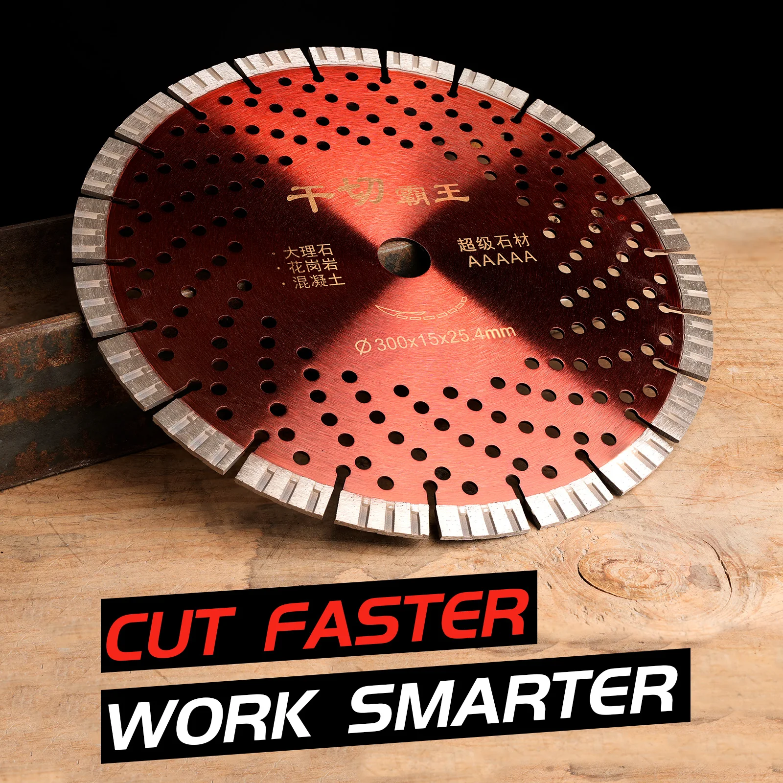 Hoja de sierra de diamante de 300 mm Disco de corte de piedra segmentada Hoja de sierra circular de múltiples orificios para baldosas de piedra, granito, mármol y hormigón