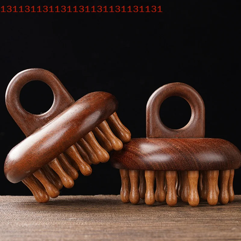 

Portable Multi-Functional Wood Massage Comb Circular Tooth Guasha Scalp Head Massager with Ring - Therapy & Relaxation Tool