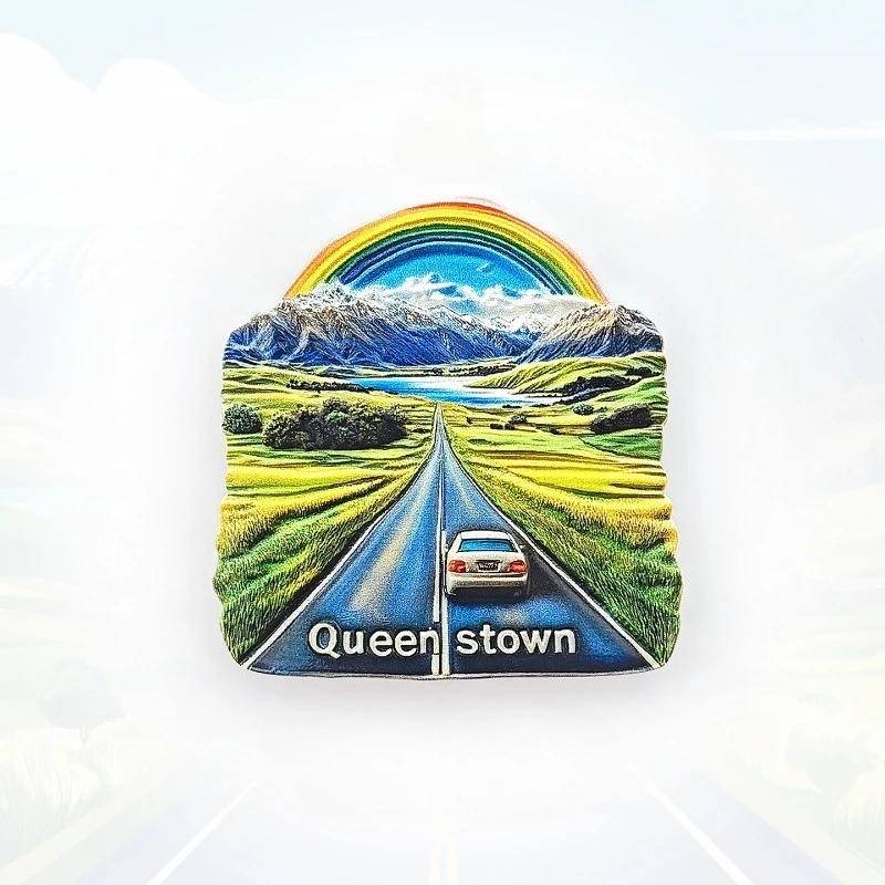 مغناطيس ثلاجة Queenstown Mountain Road - هدية مغامرة ديكور مغامرة ثلاثية الأبعاد لتزيين جبال الألب الجنوبية