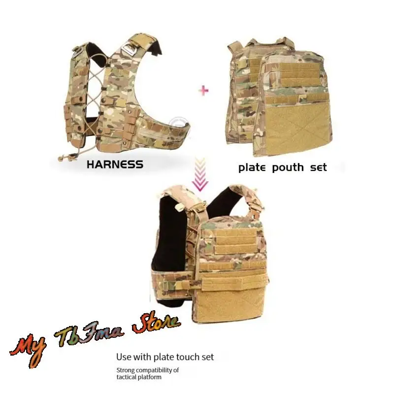 Tactical Vestt AVS MBAV Type H HARNESS Connected To Crye Precision AVS MBAV Plate Pouch Set Compatible with MOLLE System