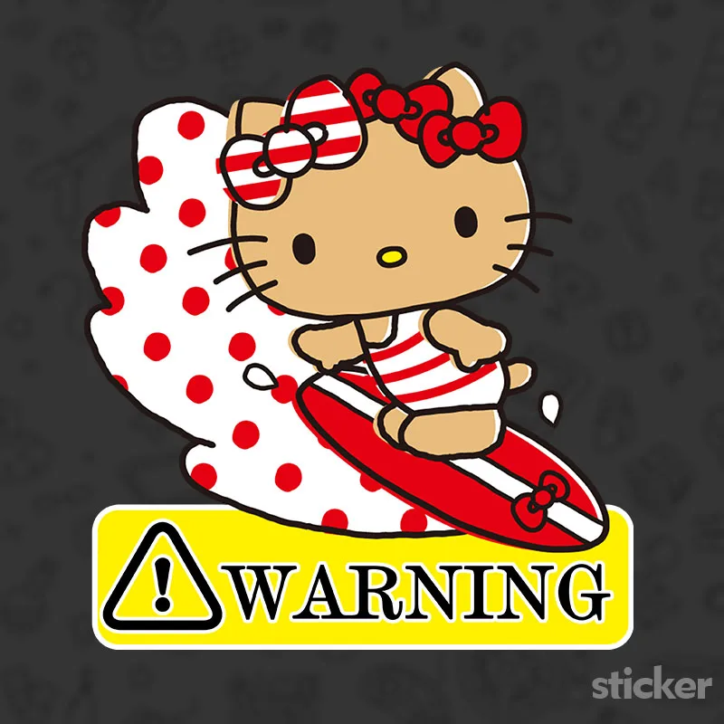 Cartoon Sanrio Toy Black Skin Hello Kitty Cinnamon Kuromi Warning Decal Vinyl JDM Window Stickers Car Accessories
