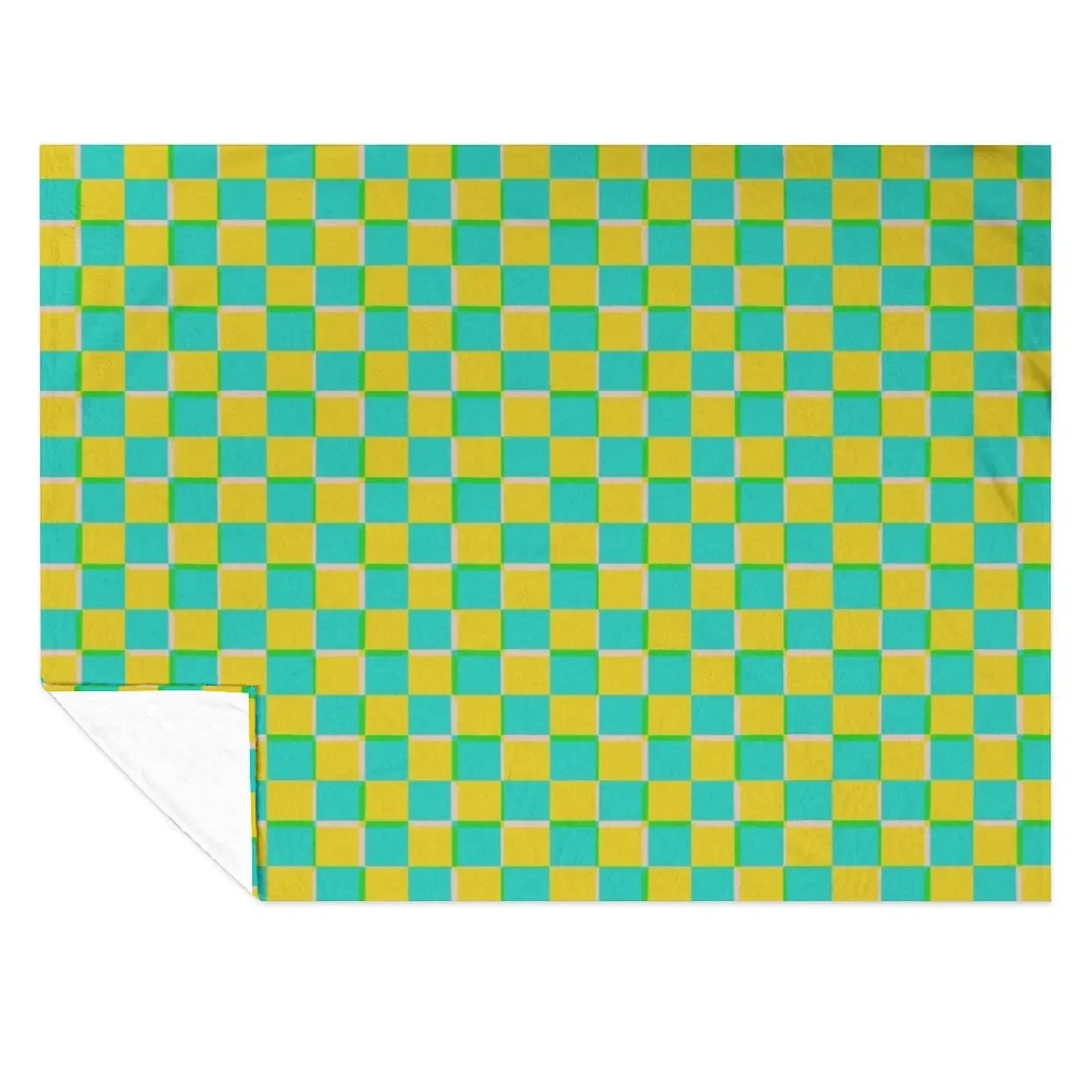 

Turquoise and Yellow Checkerboard Pattern Throw Blanket Sofa Quilt Tourist Vintage Thins Blankets