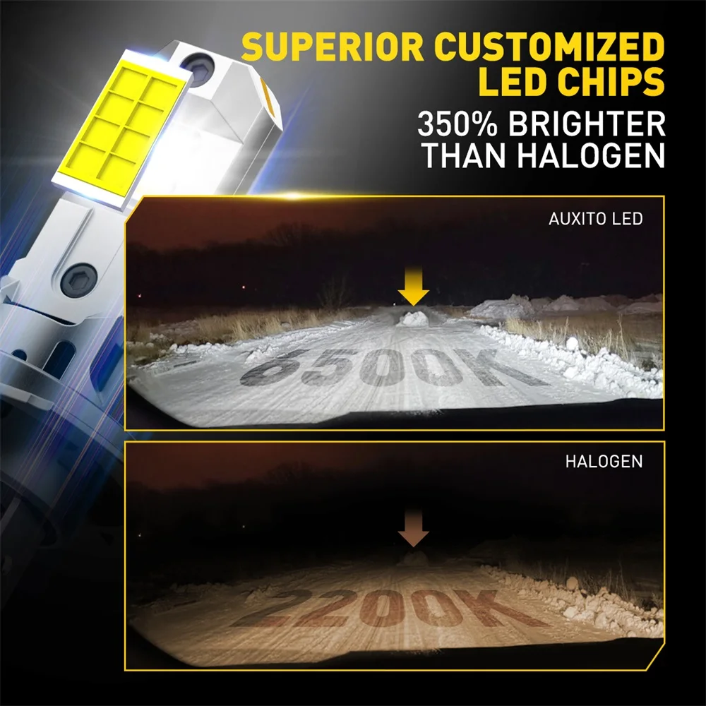 AUXITO 2Pcs 60W H7 LED Lights High Power 1:1 Mini Size Car Lights Auto Head Lamp Wireless H7 Turbo Led 12V 6500K Car LED Bulb