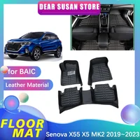 Alfombrilla de cuero para coche BAIC Senova X55 X5 MK2 2019 ~ 2023, forro interior, cubierta impermeable personalizada, accesorios de alfombra espacial