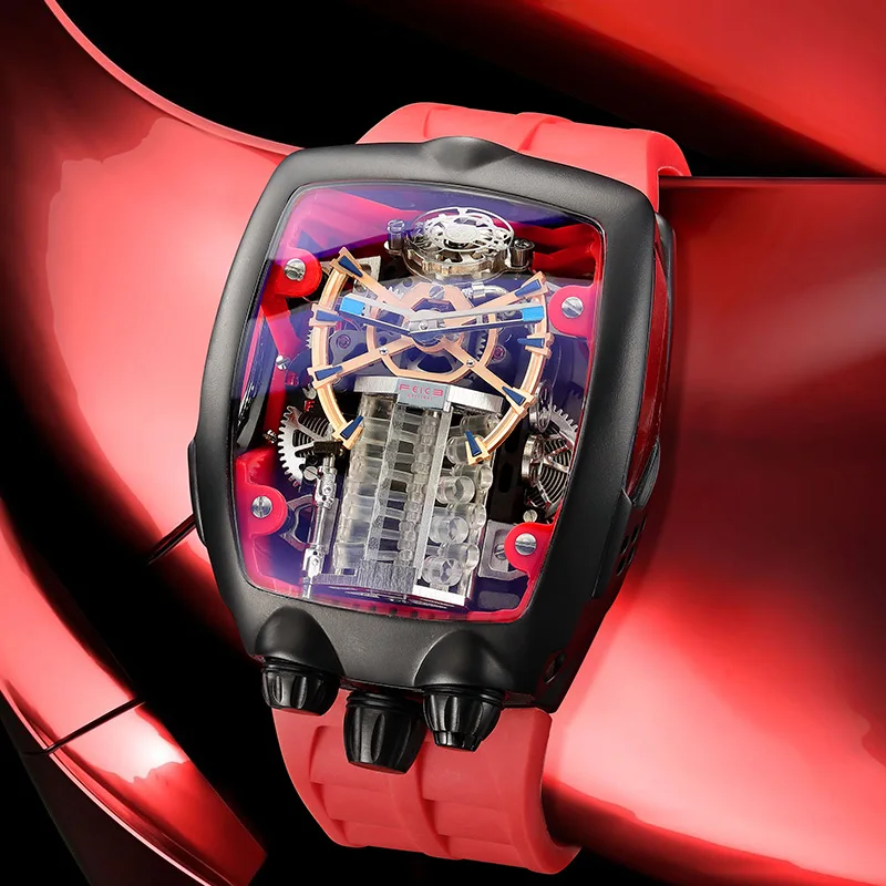 

Новая концепция суперкара Feice, мужские модные полые полностью автоматические механические часы, ночник, водонепроницаемые FM666