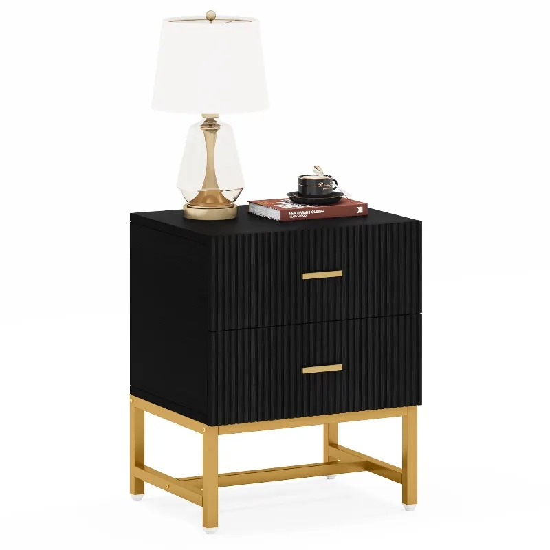 

Large wooden end accent table with two storage drawers, bedside table, home furniture