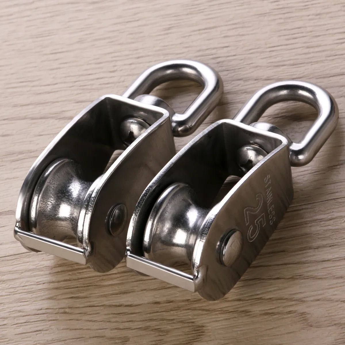 Pair 25mm 304 Stainless Steel Single Pulley Block Anti-Rust Heavy Duty Sliding Pulley Roller for Rope Handling Durable Structure
