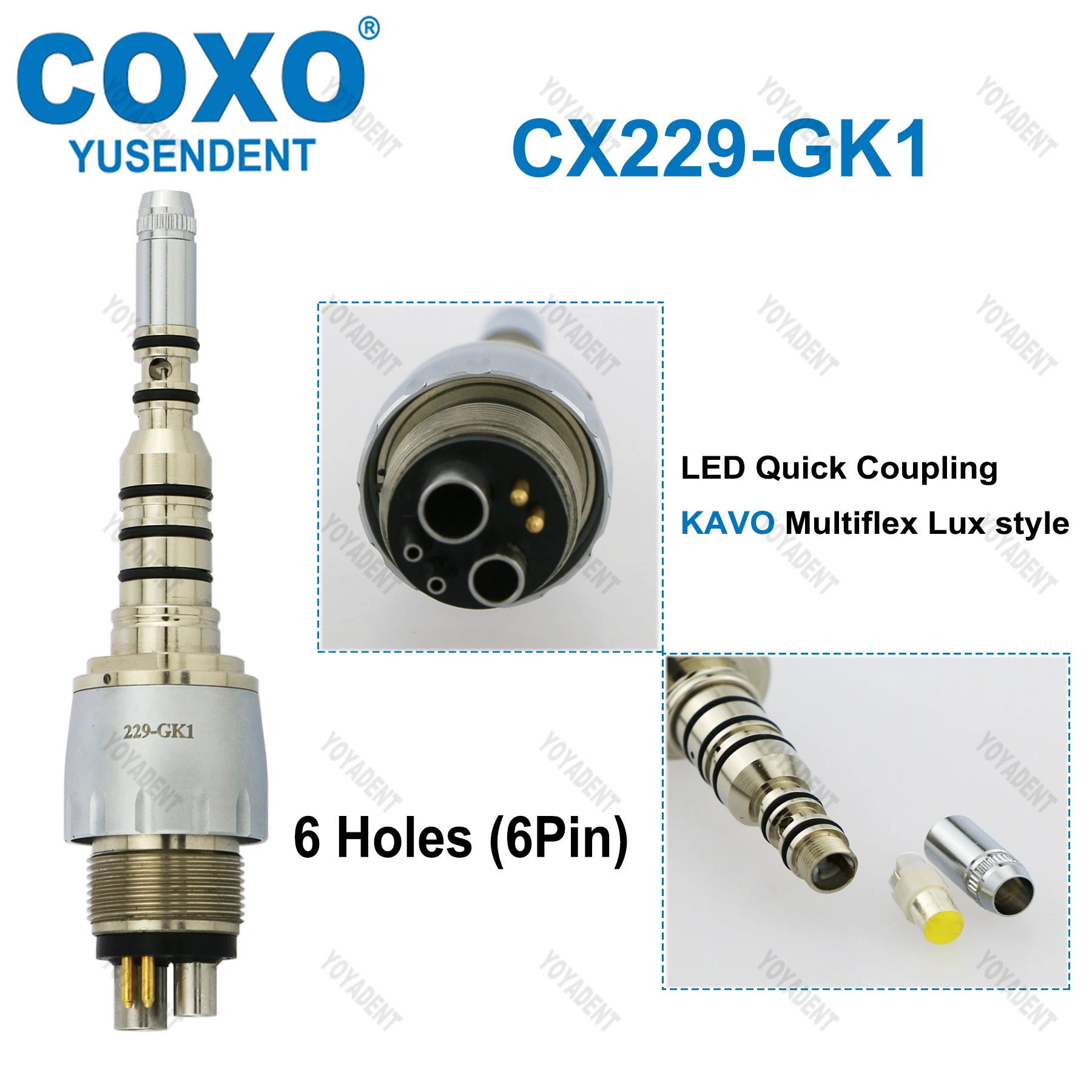 COXO Dental Quick Coupling 6 Pin Adaptor LED Bulb Replacement Fit Kavo Multiflex Fiber Optic Handpiece Dentistry Products