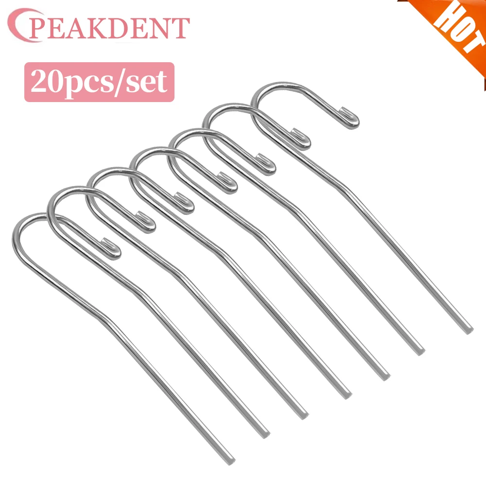 

20 шт. стоматологических крючков для губ из нержавеющей стали 2 мм, аксессуары для измерения корневых каналов, крючки для губ, инструмент для апекслокатора, принадлежности для стоматологов