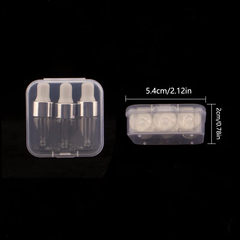 3 Stück 3ml Mini-Klarglas-Tropf flaschen für ätherische Öle-kompakte Reise größe