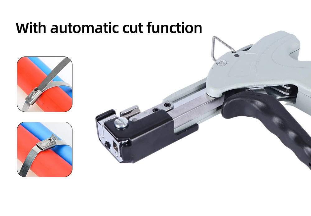 304 Stainless Steel Cable Ties Gun Self-Locking Hand Fastening Tool Gray Metal 0.3-7.9mm with Wire Zip Tension Plier